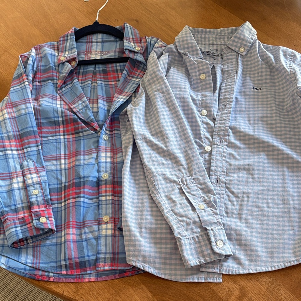 Vineyard Vines Kids Plaid Button Down Shirts Size 6
